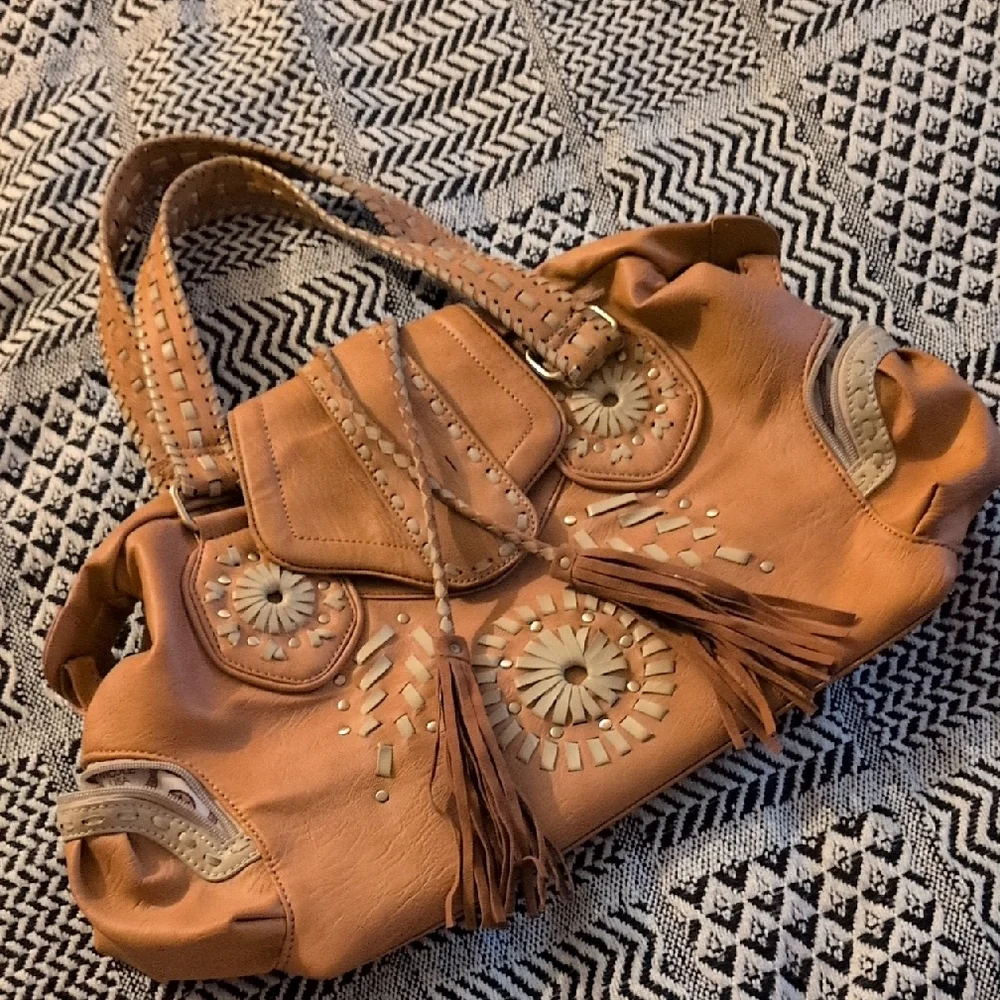 Nicole Lee Tan Shoulder Bag with Artisanal Craftsmanship - Picture 1 of 14